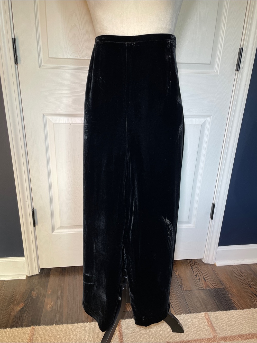 Kate Hill Black Velvet Wide Leg Pants High Rise Dress Trousers Size 22W
